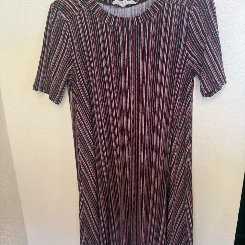 BCBGeneration Black and Pink Striped Midi Dress
